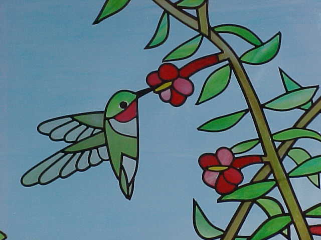 detail of hummingbird feeding